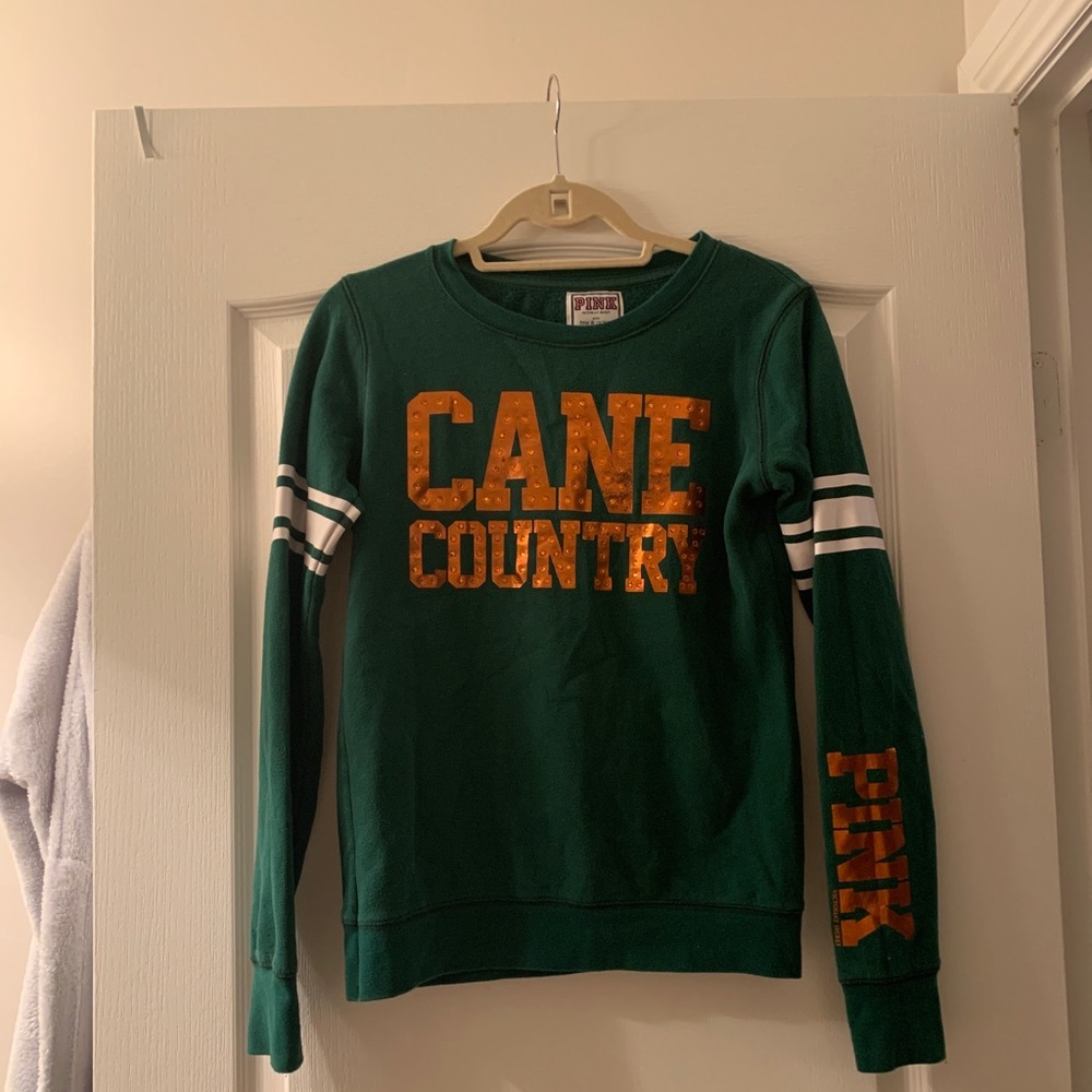 Miami Hurricanes green sweatshirt from Pink